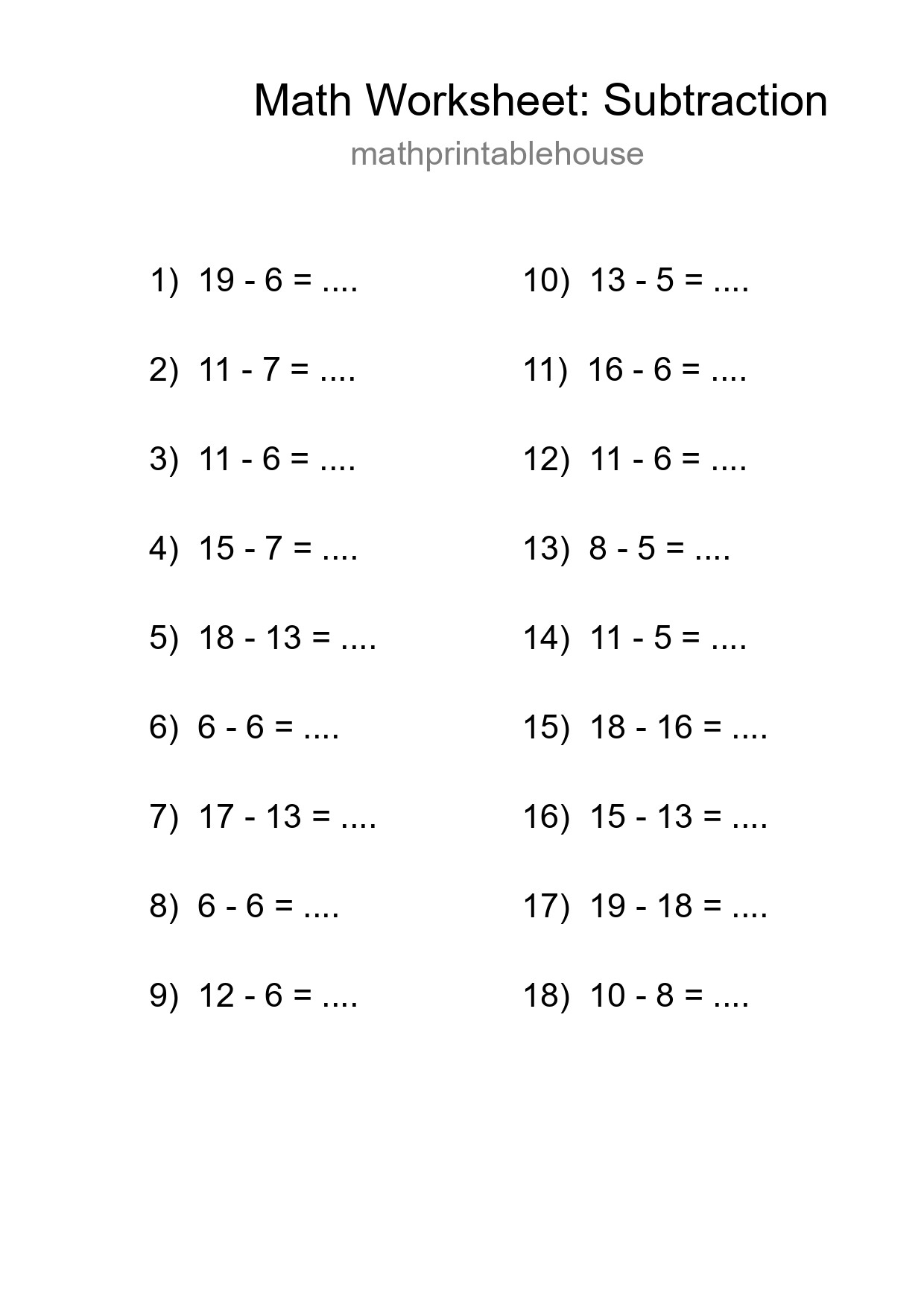 Free 18 Subtraction Math Worksheet For Grade 2 With Answers - Part 140