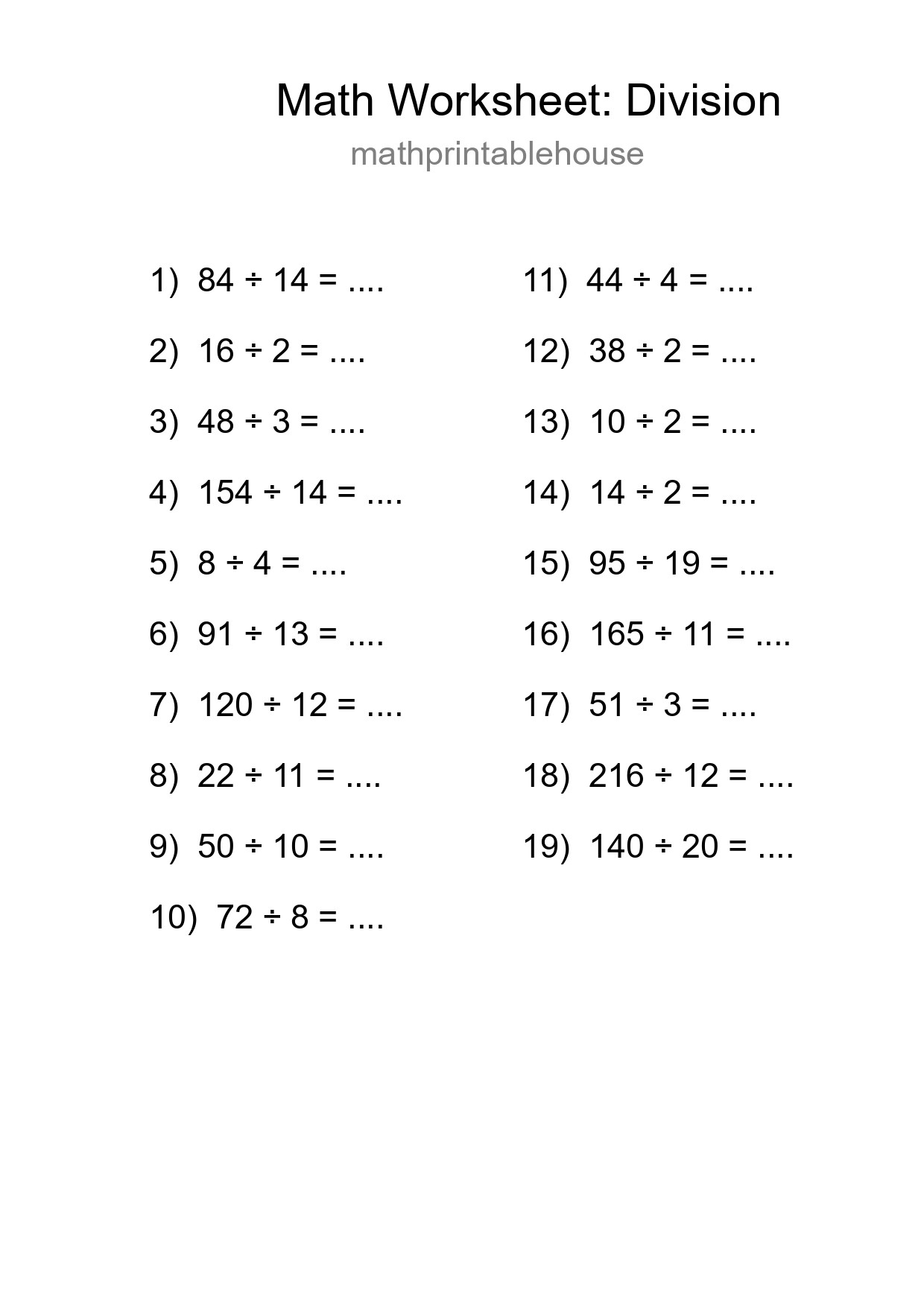 Free 19 Division Math Worksheet For Grade 2 - Part 48