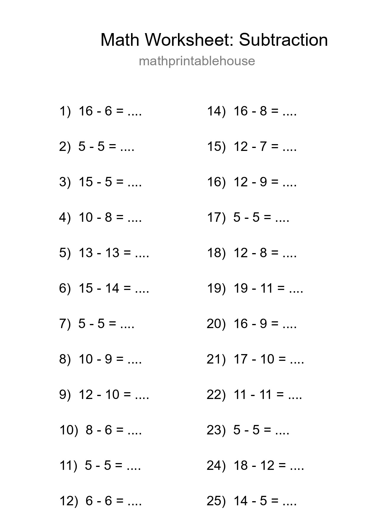 Free 25 Subtraction Math Worksheet For Grade 2 With Answers - Part 63