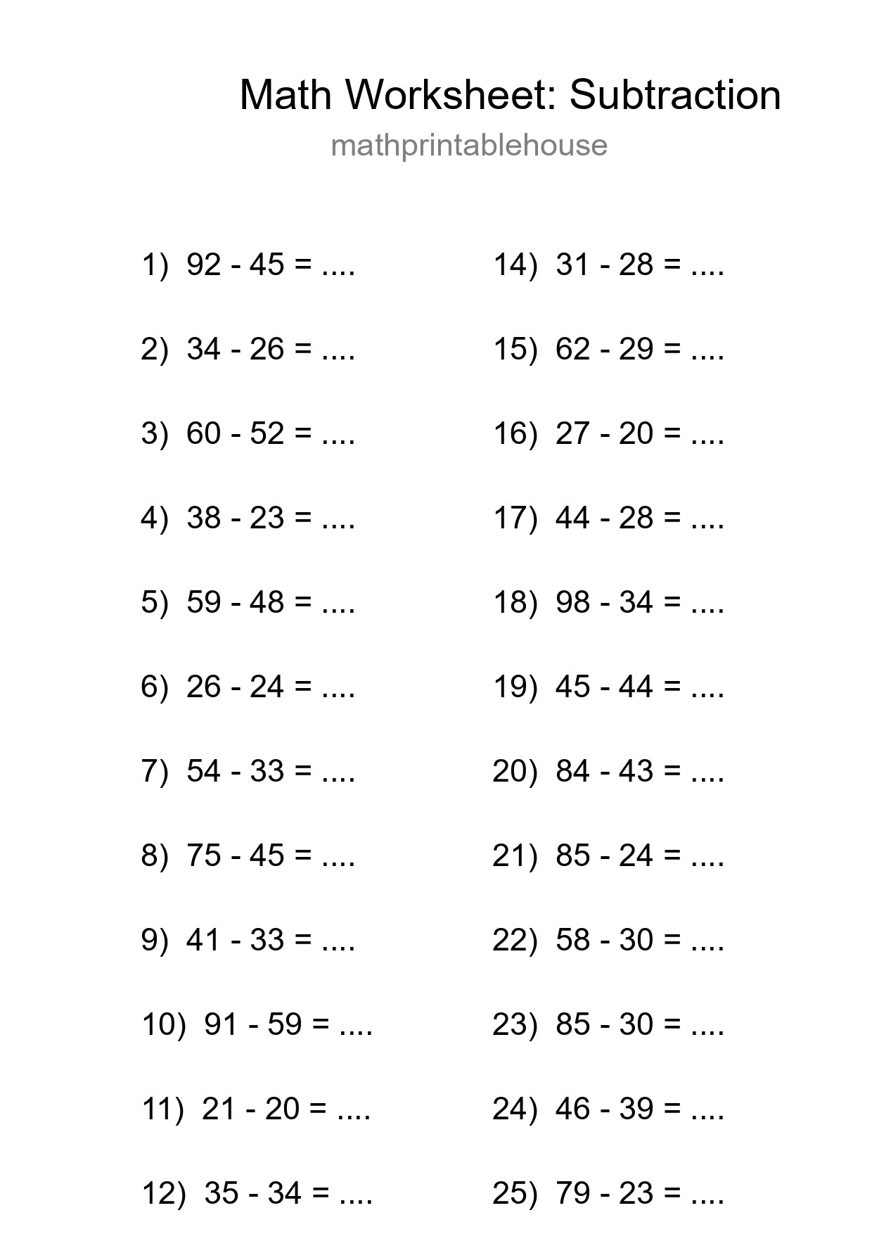 Free 26 Subtraction Math Worksheet For Grade 3 - Part 19