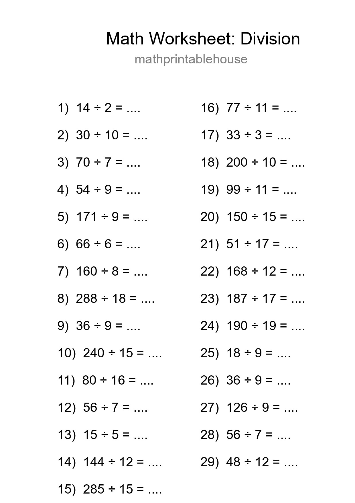 Free 29 Division Math Worksheet For Grade 2 - Part 26