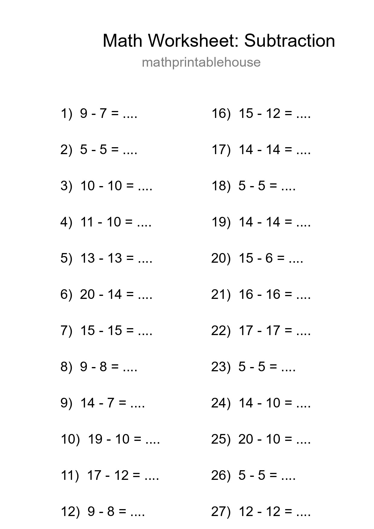 Free 29 Subtraction Math Worksheet For Grade 2 With Answers - Part 261