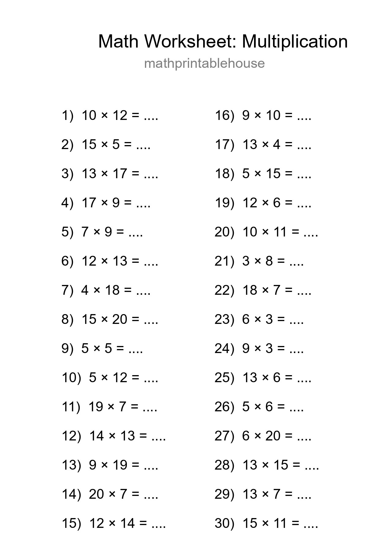 Free 30 Multiplication Math Worksheet For Grade 2 With Answers - Part 249