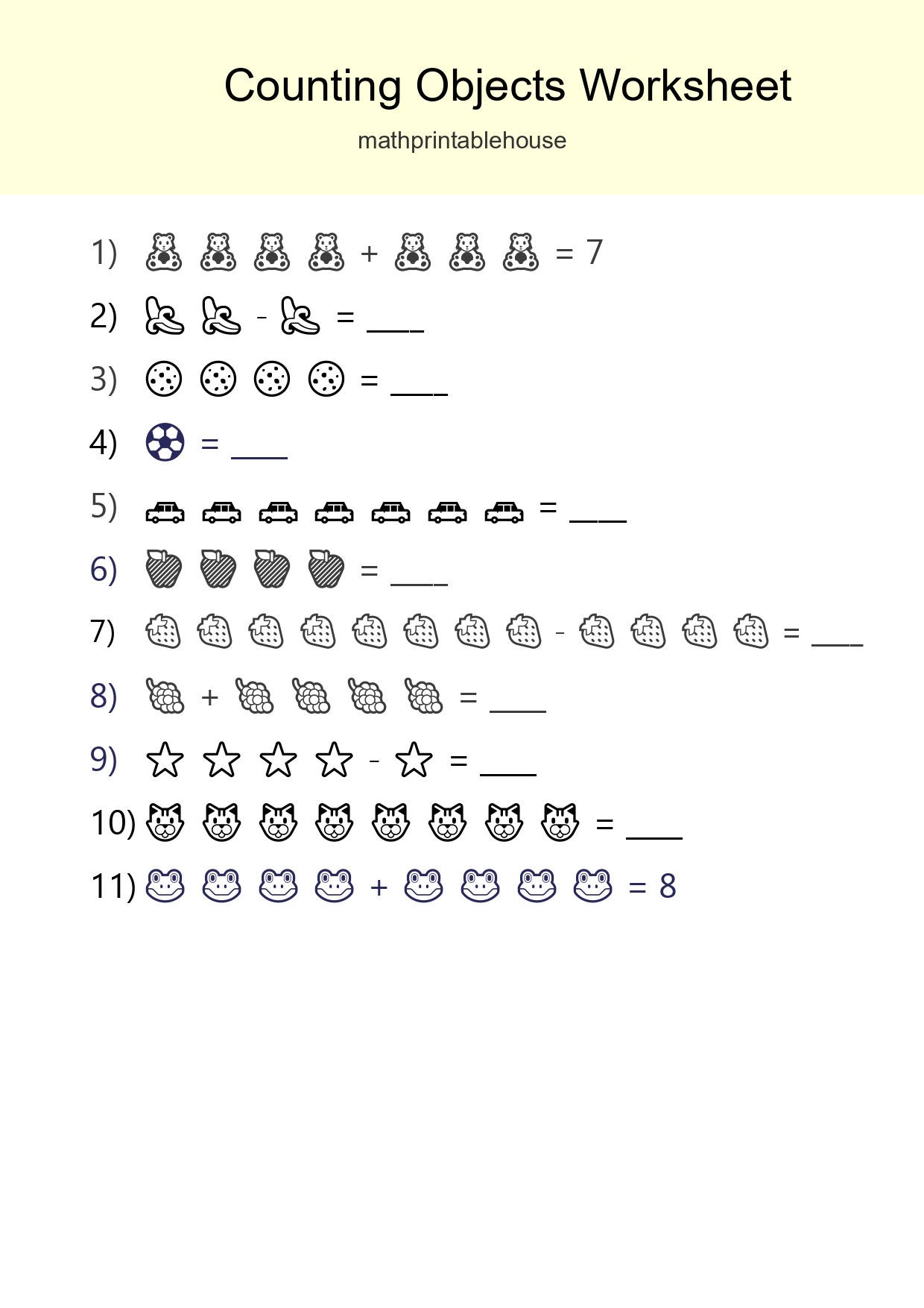 Free Counting Objects Worksheet For Kindergarten - Part 201