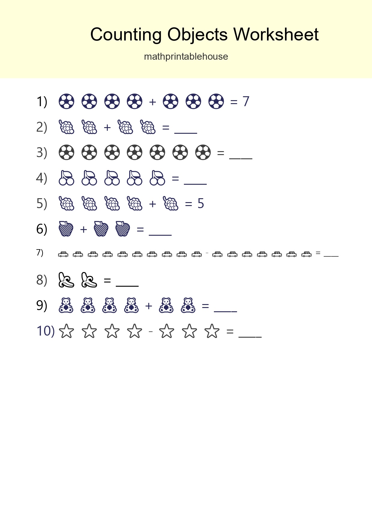 Free Counting Objects Worksheet For Kindergarten - Part 25