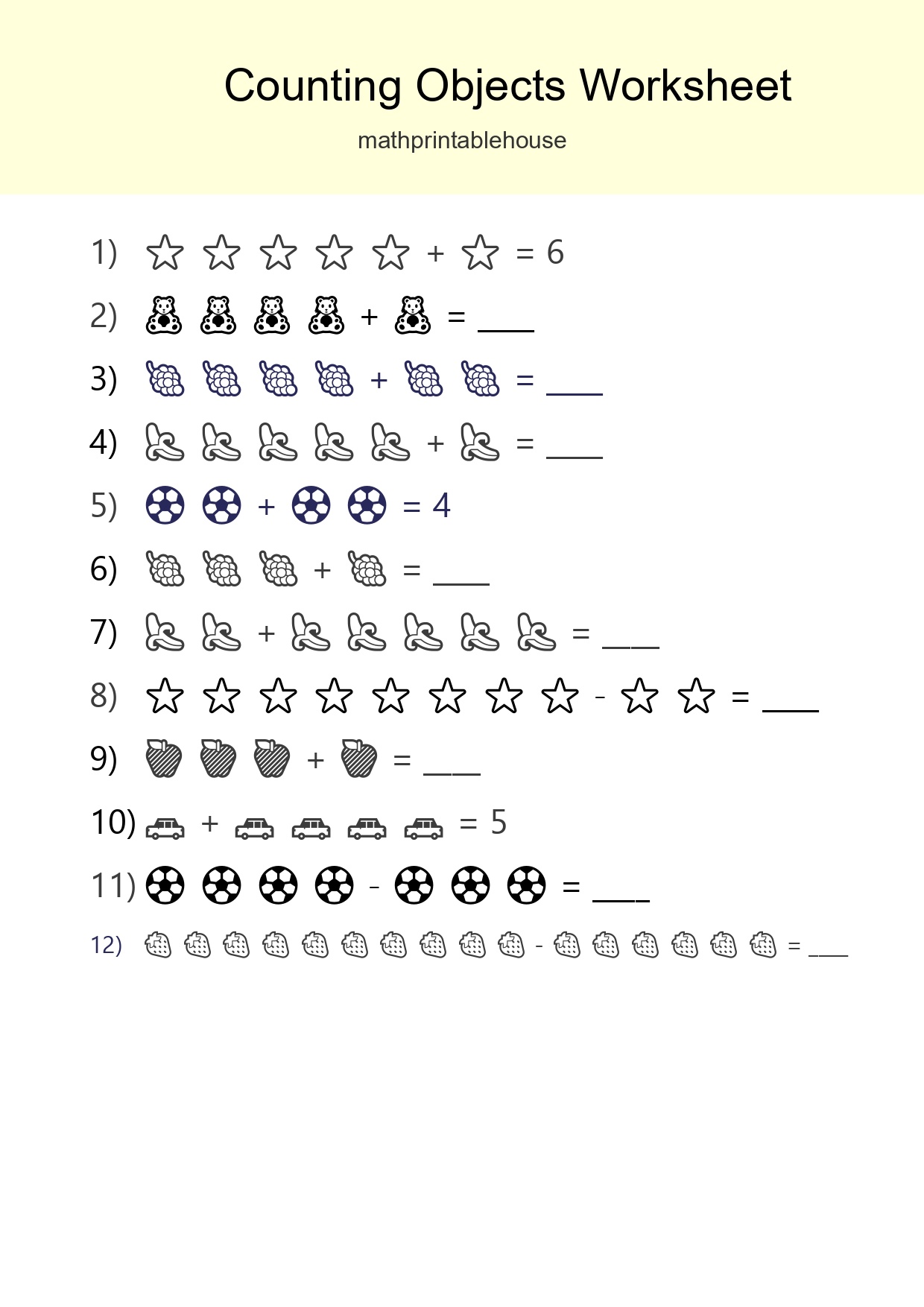 Free Counting Objects Worksheet For Kindergarten - Part 300
