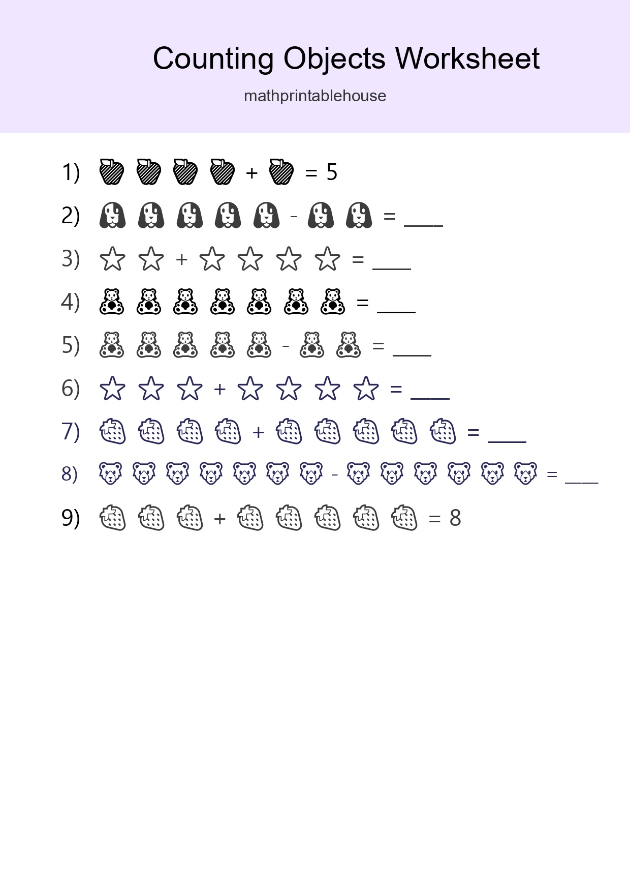 Free Counting Objects Worksheet For Kindergarten Printable - Part 102
