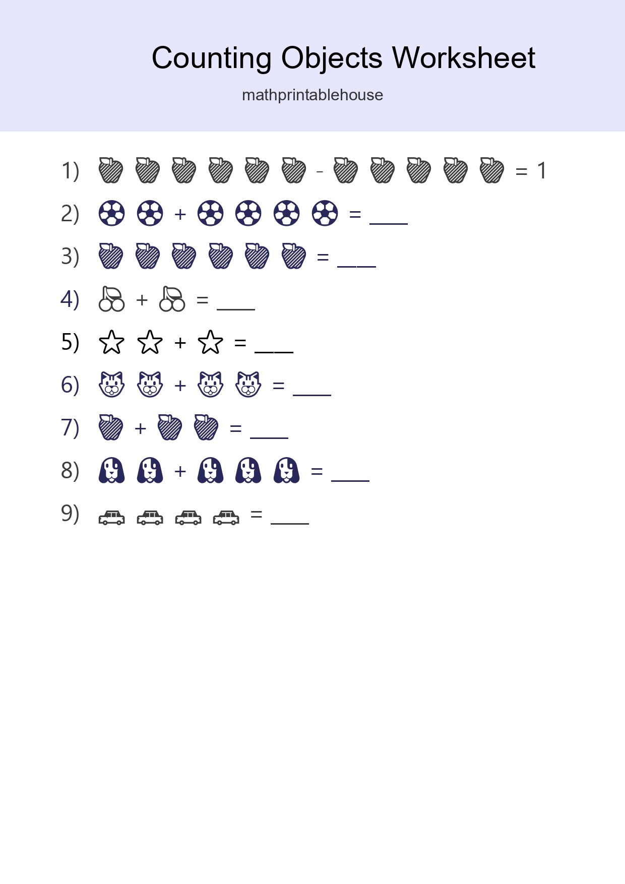 Free Counting Objects Worksheet For Kindergarten Printable - Part 113