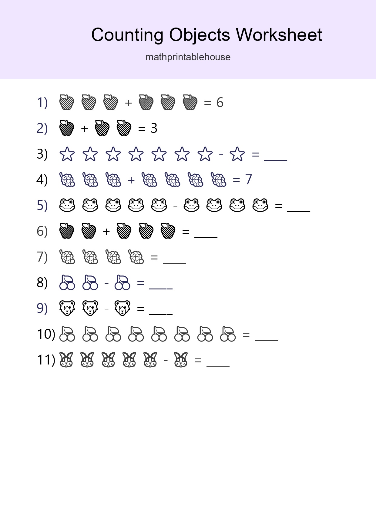 Free Counting Objects Worksheet For Kindergarten Printable - Part 190