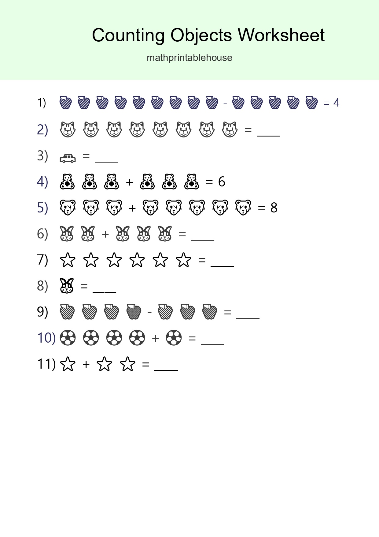 Free Counting Objects Worksheet For Kindergarten Printable - Part 245
