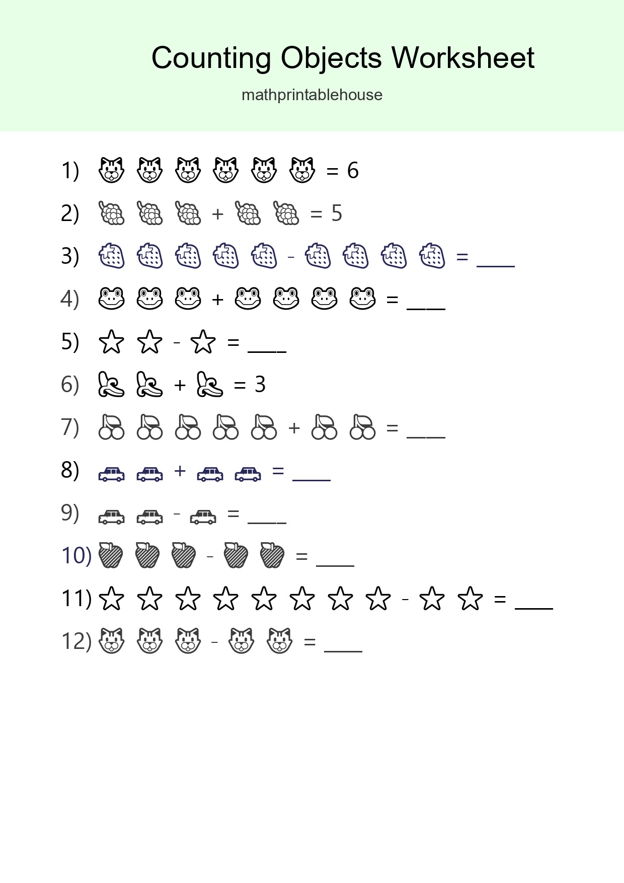 Free Counting Objects Worksheet For Kindergarten Printable - Part 3