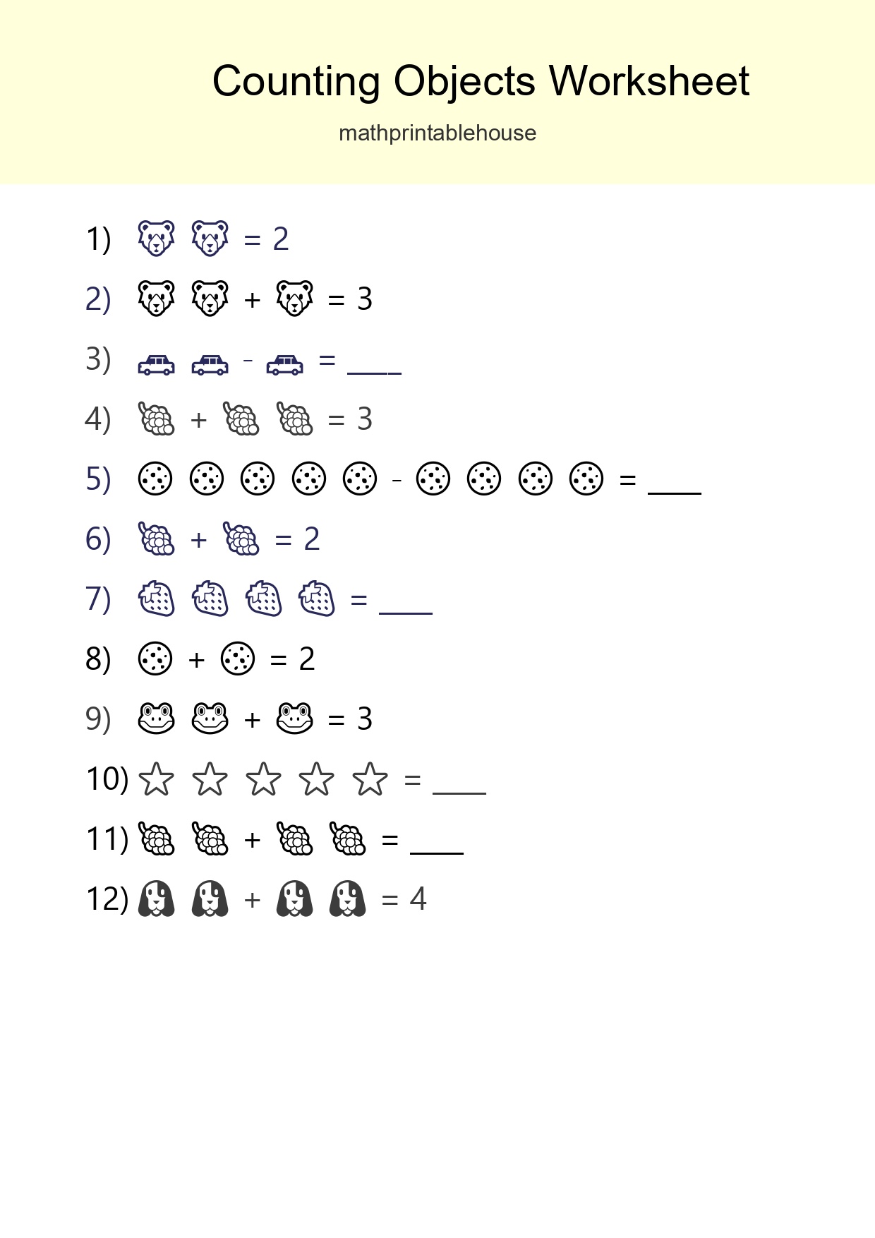 Free Counting Objects Worksheet For Pre-K Printable - Part 179