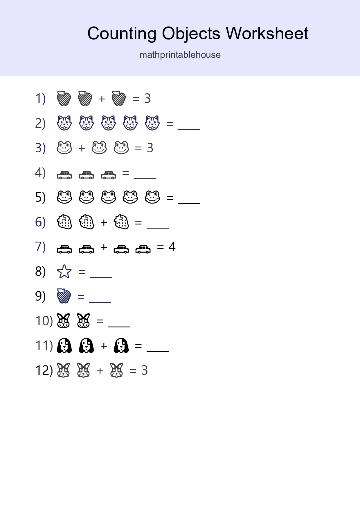 Free Counting Objects Worksheet For Pre-K Printable - Part 58