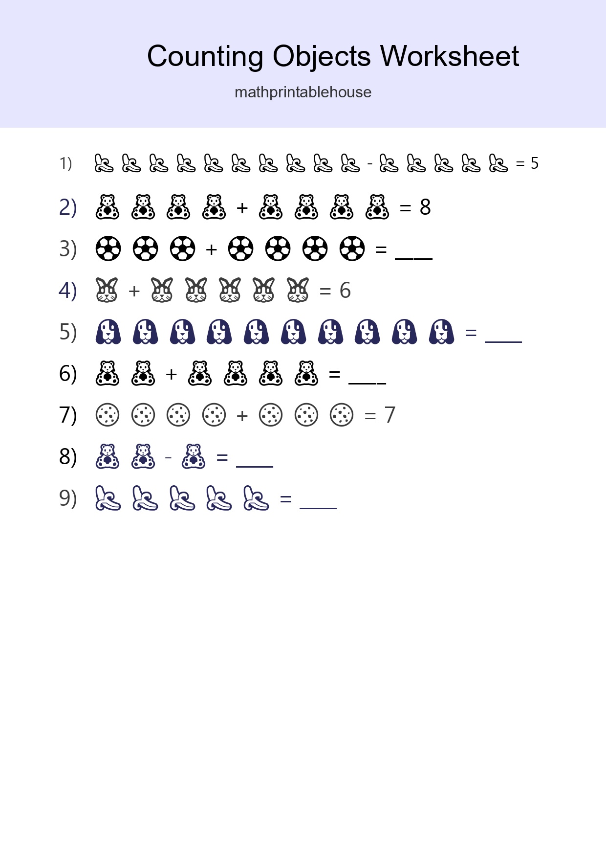 Kindergarten Count The Objects Worksheet - Part 124