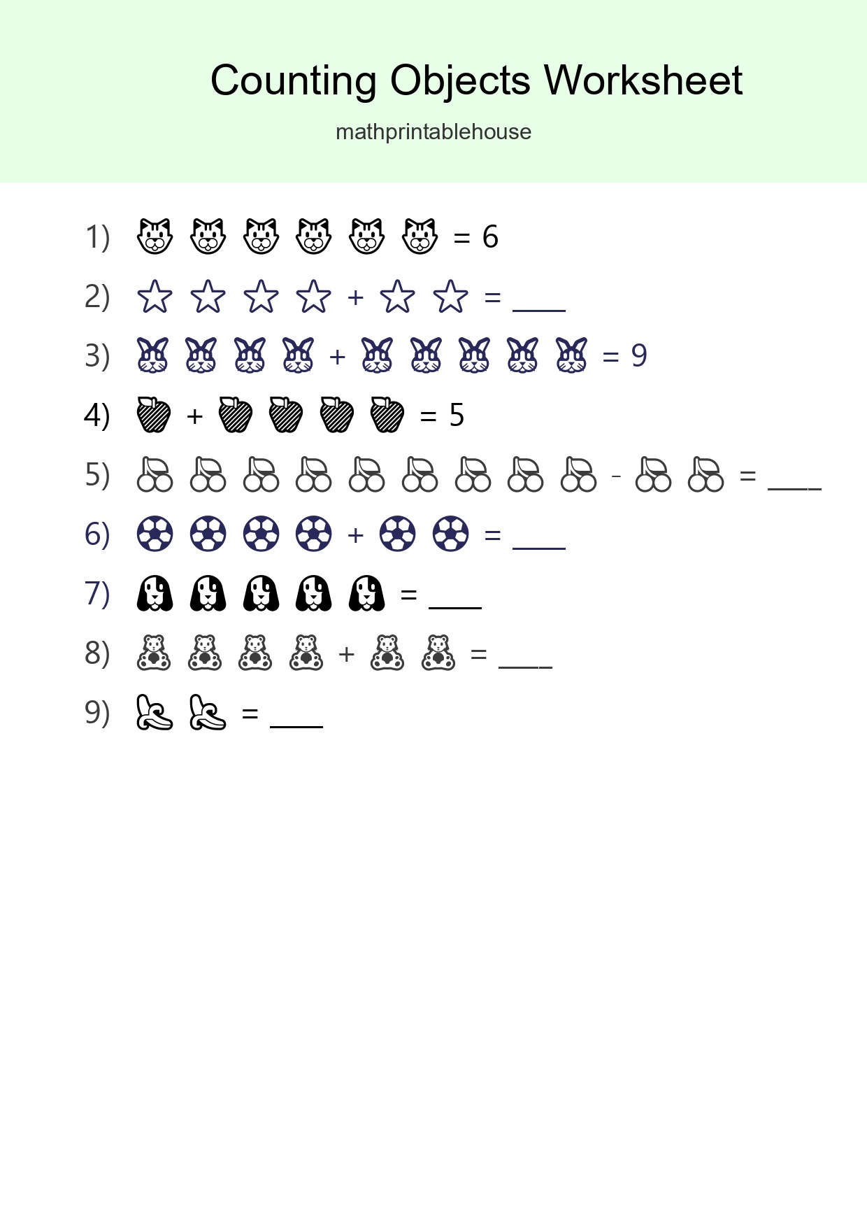 Kindergarten Count The Objects Worksheet - Part 168