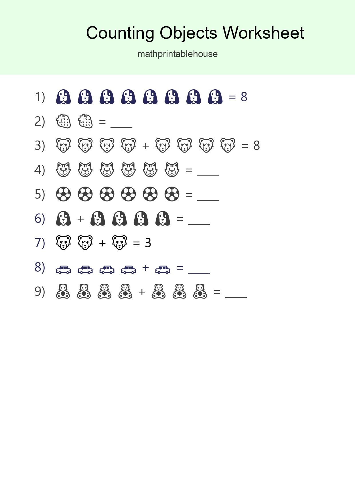 Kindergarten Count The Objects Worksheet - Part 234