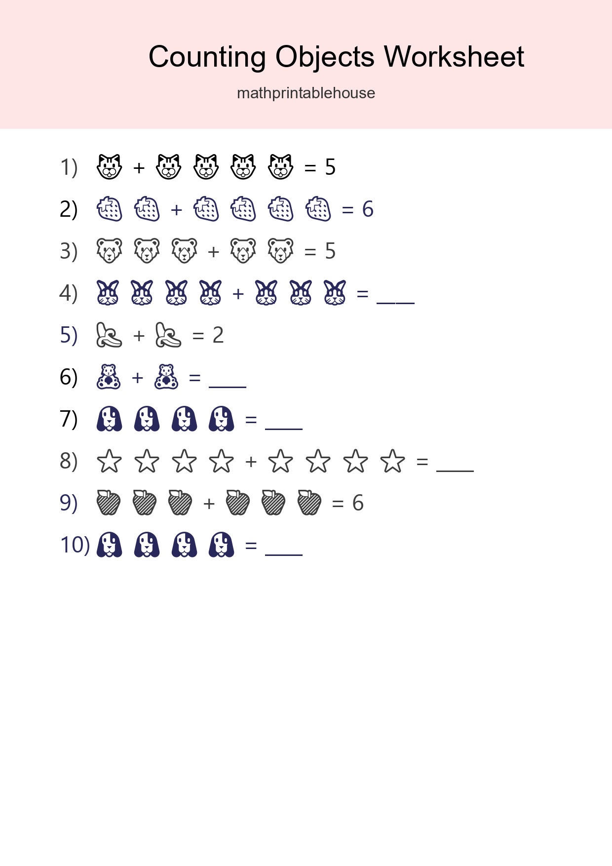 Kindergarten Count The Objects Worksheet - Part 289