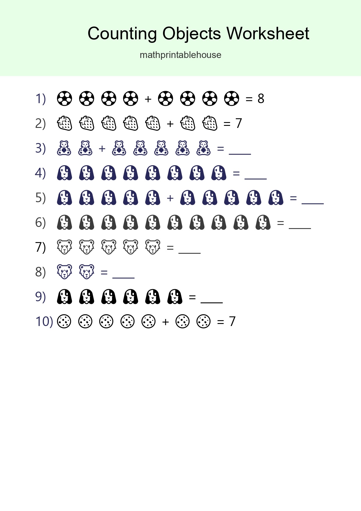 Kindergarten Count The Objects Worksheet - Part 69