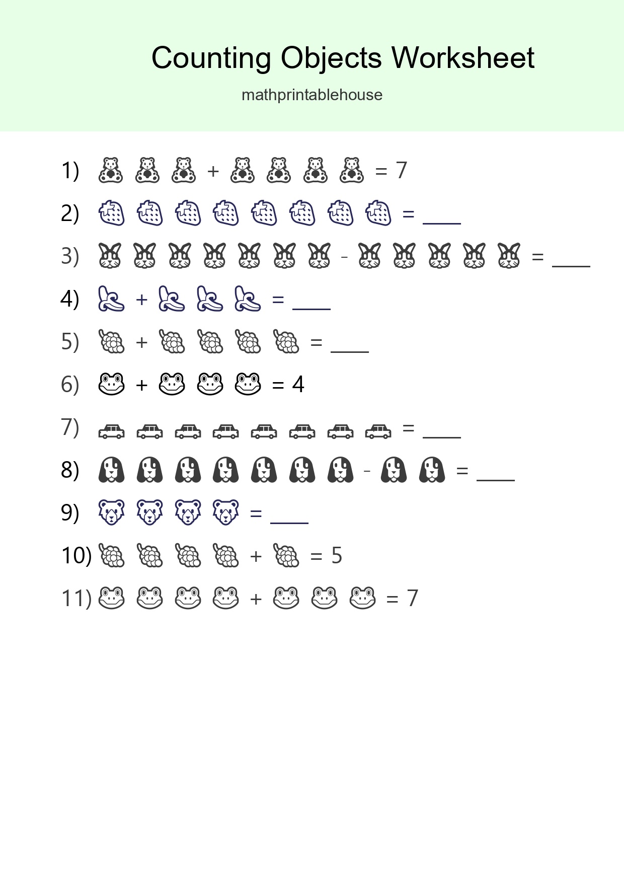 Kindergarten Count The Objects Worksheet - Part 91