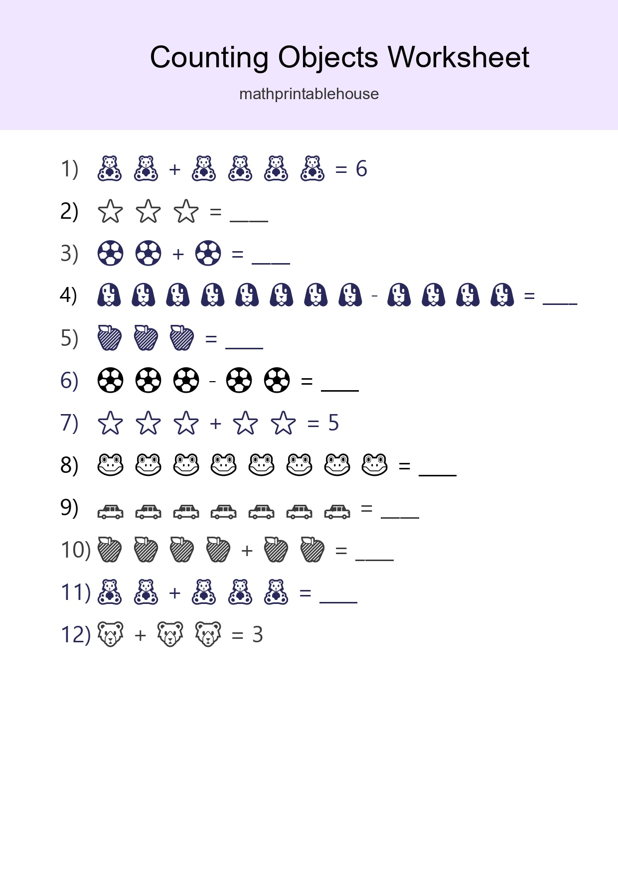 Learn Counting With Pictures Worksheet (Kindergarten) - Part 212