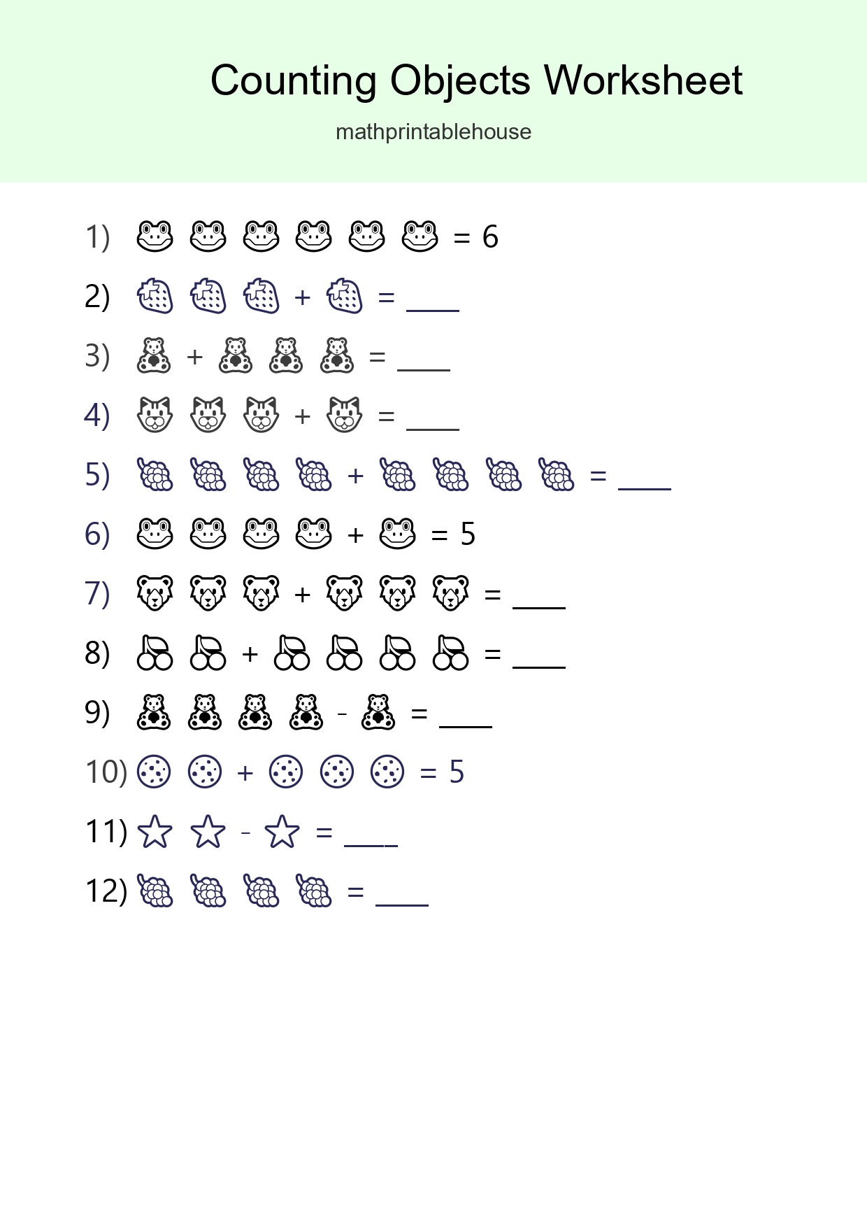 Learn Counting With Pictures Worksheet (Kindergarten) - Part 47