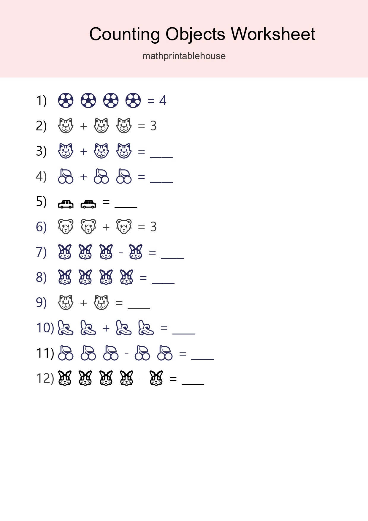 Pre-K Count The Objects Worksheet - Part 278